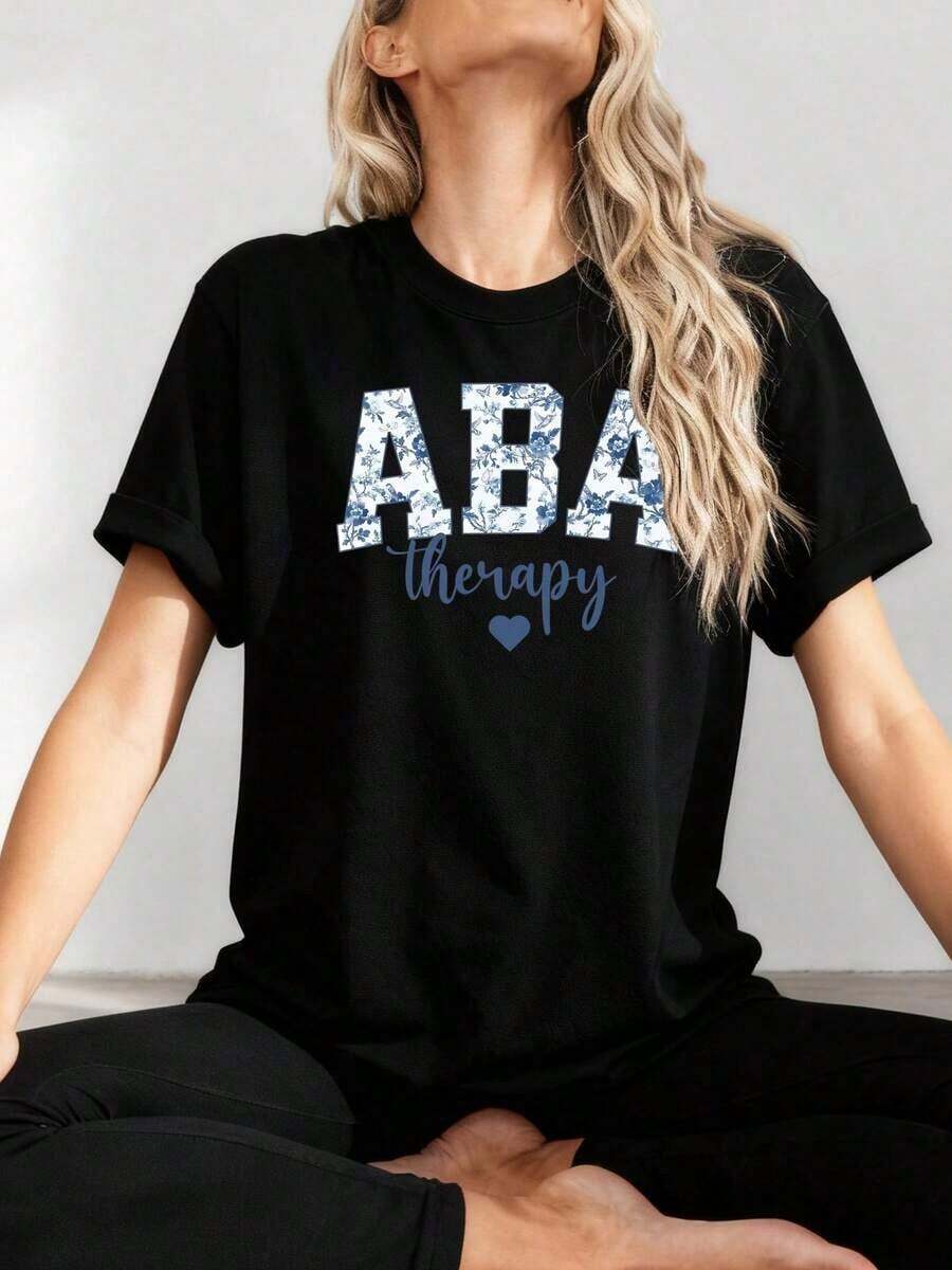 Terapia ABA Floral Blue Wildflower RBT Behavior Th-0 - Negro - Ver 1
