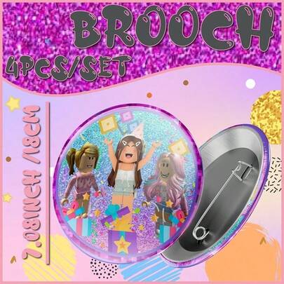  4 chiếc ghim cài áo hình nhân vật hoạt hình Roblox Girl, huy hiệu chủ đề game, quà tặng nhỏ cho tiệc sinh nhật trẻ em, trang trí ba lô & quần áo, phụ kiện hàng ngày.