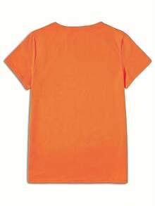 Women's Short-Sleeved T-Shirt With "THANK YOU JESUS" Print, Round Neck, Machine Washable, Comfortable, Soft, Breathable, Suitable For Spring, Summer, And Autumn. Loose, Casual, Fashionable, Ideal For Everyday Wear, Simple And Versatile, Sizes S-XXL. - 橘色 - 查看 2