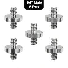 适用于相机三脚架麦克风的 1/4" 公头转 1/4" 公头和 3/8" 公头螺纹三脚架螺丝适配器双头螺柱标准安装螺纹转换器 - 查看 11