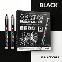 12 Colors Acrylic Marker Pen Set, Quick Dry & Fade Resistant, Suitable For Painting, Illustration, Crafts, Coloring Books, And Other DIY Projects On Paper, Fabric, Wood, Stone, Plastic, Glass, Ceramic, Pumpkin, Metal, Etc. Ideal For Easter, Thanksgiving, Halloween, Christmas Gifts - Multicolor - View 16