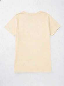 Camiseta casual de mujer con estampado de corazones y rayas, para veranoPure-Cotton - Albaricoque - Ver 3