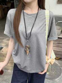 Summer Off-Shoulder T-Shirt - 紅色 - 查看 2