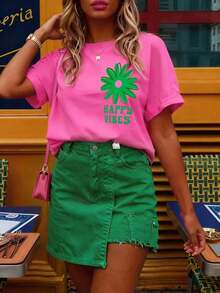 Women's T-Shirt, Short-Sleeved Graphic Tee, Casual Street Style, Cute Summer Top - Putih - View 2