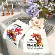 2pcs/Pack, Screaming Chicken Kitchen Towels, Soft Absorbent Household Kitchen Cleaning Cloths, Machine Washable, Reusable, Housewarming Home Decor Gift, Kitchen Accessories. - Multicolor - View 3
