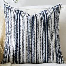 Bộ 1/2 vỏ gối trang trí phong cách Boho 18x18 inch, vỏ gối vuông kẻ sọc trang trí kiểu nhà nông thôn, vỏ gối nhung chần bông, vỏ gối trang trí màu trung tính cho phòng khách, ghế sofa và giường. - Xanh đậm - Xem 13