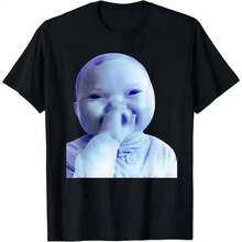 Funny T-Shirt With Smiling AI Baby Meme - Black - View 12