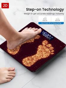 1 pieza Báscula electrónica con pantalla LED, báscula de baño con huella plana 2D, plataforma de pesaje decorativa - Adecuada para uso a largo plazo, satisface las necesidades de pesaje en el hogar, regalo de Navidad, Año Nuevo y Día de San Valentín, utiliza pilas AAA (pilas no incluidas) - Multicolor - Ver 8