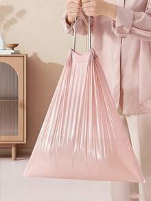 50 Rolls Bathroom Trash Bags, Yet Thin Material, 50 Rolls Pink Small Size Garbage Bags, Suitable For Office And Home Trash Cans, Self-Sealing Kitchen Plastic Bags, Pink Handle Trash Bags, Tear-Resistant Pull Cord Sanitary Bags. - Multicolor - View 9