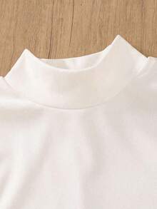 Conjunto de chaleco y pantalones de unicolor, casual, de vacaciones, con falsos botones, para oficina y jardín, de cuello alto, elegante para primavera/verano - albaricoque y blanco - Ver 9