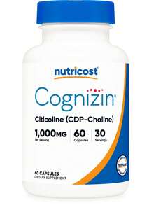 Nutricost Cognizin Citicoline (CDP-Choline) 1000mg, 60 Capsules - Vegan, GMO-Free, 30 Servings - 60抽 - 查看 6