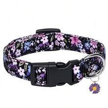 Floral Dog Collar- Cute Spring Wildflowers Daisy Dog Collars With Plastic Buckle, Light Adjustable Dog Collars For Small Medium Dogs - Purple - View 12
