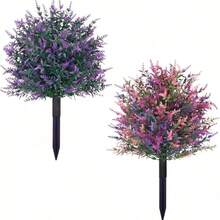 1 Bouquet Purple Lavender With Stakes Set - Realistic Artificial Lavender, Daisy, Eucalyptus Flowers, UV Resistant, Suitable For Spring/Summer Outdoor Decor, Porch, Patio, Balcony, Garden Decoration, Autumn Decor - Multicolor - View 1