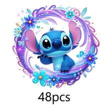 Bộ sưu tập sticker Disney Stitch, 1/12/24/36/48/100/150 miếng, sticker tròn dễ thương chủ đề Lilo & Stitch, decal vinyl chống thấm nước dành cho trẻ em và thanh thiếu niên, sticker Stitch họa tiết hoa pastel đẹp mắt dùng để trang trí bình nước, laptop, ốp điện thoại, sổ lưu niệm, quà tặng tiệc tùng, quà cho người hâm mộ Stitch. - tròn - Xem 32