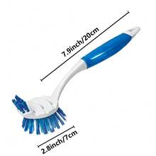 1/2 bàn chải cọ rửa chất lượng cao có tay cầm, bền bỉ, làm sạch sâu, thích hợp để làm sạch nồi, chảo, bồn rửa và mặt bàn trong nhà bếp và phòng tắm, dụng cụ vệ sinh, màu xanh dương - Màu xanh dương (Một cỡ) - Xem 4