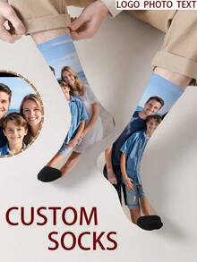 Customized Photo Face Socks, Printed Socks With Custom Pattern, Face Crew Socks, Gift For Birthday Anniversary And Bachelor Party - Multicolor - View 4