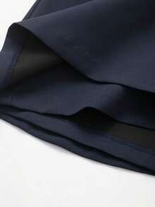 Falda pantalón negra de unicolor minimalista para uso casual, oficina y viajes, con hebilla y cinturón, para verano - Azul marino - Ver 4