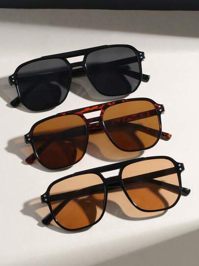 3 Pieces Set Of Classic Retro Multicolor Men's Fashion Glasses, Ideal For Summer Vacation, The Beach, And Outdoor Travel.