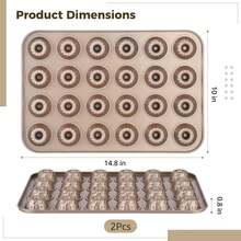 12/24 Cavity Mini Fluted Donut Cake Mold, Non-Stick Carbon Steel Cake Mold, Mini Pound Cake Mold, Suitable For Cupcakes, Donuts, Cornbread, Brownies, Jelly - Gold - View 5