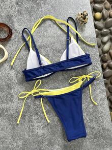 Women's Swimsuit Bikinis Vintage Graphic Polkadot Striped Casual Fashion Outfit For Holiday, Music Festival,Cup World,Kentucky Derby Vacation Swimwear - Màu vàng - Xem 6