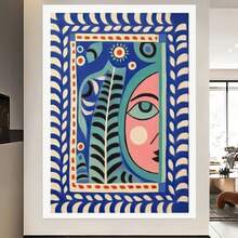 Enmarcado 3 láminas 2D planas con vibrantes diseños abstractos de rostros y marcos de  de pino - Lienzo , estilo moderno y clásico, perfectas para la decoración del dormitorio, sala de estar u oficina, uso interior/exterior,  para dormitorio |  decorativo | lienzo , decoración de pared - Enmarcado - View 4