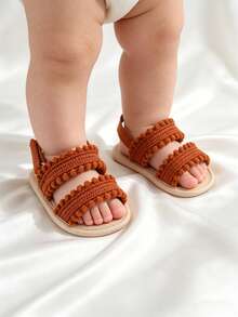 Neugeborenen Babysandalen, rutschfeste Softsohlensandalen, Kleinkind Outdoor lässig Sommerschuhe, 0-1 Jahre alt, weiche Sohle rutschfest, kleine weiße Blume atmungsaktive Babyschuhe, 0-18 Monate - Braun - Übersicht 5