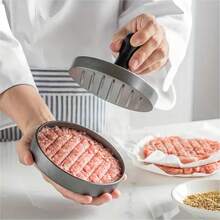 1 pieza Prensa para hamburguesas, fabricante de hamburguesas caseras para pollo, carne, sándwich y desayuno - Plateado - Ver 2