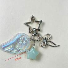 1 chiếc móc khóa hình cánh thiên thần, ngôi sao và nơ kiểu cổ điển Y2K Kawaii, phụ kiện dễ thương cho túi xách, quà tặng giáo viên, quà sinh nhật, phụ kiện trang trí túi xách, phụ kiện lễ hội. - Nhiều màu - Xem 2