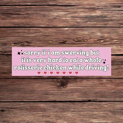 1PC Rotisserie Chicken Vinyl Sticker, Waterproof Funny Food Quote Decal With Pink Bumper Style Design, Hearts And Cute Text Layout For Car Window, Laptop, Water Bottle, Notebook, Tumbler And Luggage Decor