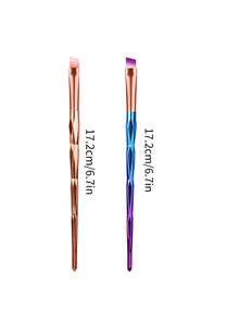 4Pcs Angled Inclined Eyeliner Brush Set - Fine Precise Flat Head, Sharp Detailed Liner Drawing, Unique Diamond Twisted Handle For Eyebrow & Multifunctional Eye Makeup - Multicolor - View 8