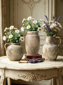 French Retro Creative Countryside Style Ceramic Flower Vase Home Room Living Room Desktop Decoration Accessories Antique Pottery Vase Dining Table Decoration Wedding Decoration - Antique Color - View 6