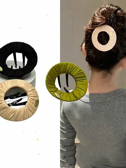 1PC Fabric-Trimmed Circular Hair Clip, Non-Slip Bun Clip, Strong-Hold Hair Tie Clip, Ideal For Women, Suitable For Sport, Everyday Wear, Thick Hair And Minimalist Styles