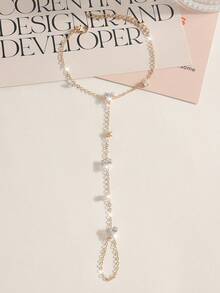 1pc Fashionable Rhinestone Decorated Adjustable Ring Bracelet Accessory, Suitable For Women, Girls To Wear On Summer Vacation, Dates, Parties - Gold - View 4