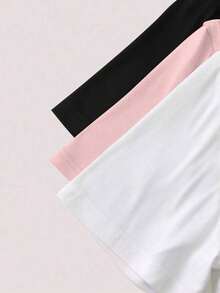 Camiseta casual versátil de mujer de unicolor con cuello en V y manga corta - Multicolor 3 - Ver 5