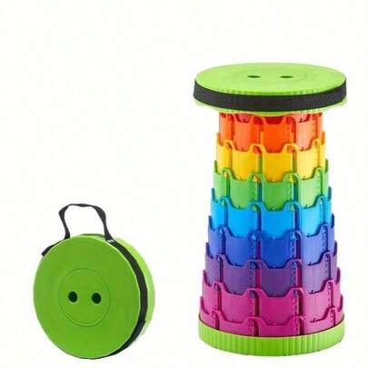 Taburete telescópico plegable - Portátil y ligero, adecuado para viajes, camping y pesca, hecho de plástico duradero, sin fuente de alimentación requerida.