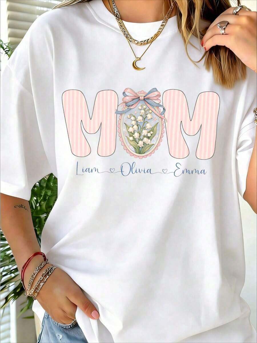 Camiseta Personalizada para Mamá, 100% Algodón, Camiseta Personalizada para Mamá con Texto, Camiseta para el Día de la Madre, Regalo para el Día de la Madre - Blanco - Ver 1