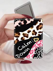 1pc Millennium YK Style Leopard Print Series Portable Folding Ultra-Thin Convenient High-Quality Stainless Steel Plated Bright Silver Nano Electroplated Frame Delicate Details Suitable For Multiple Occasions For All - Multicolor - View 18