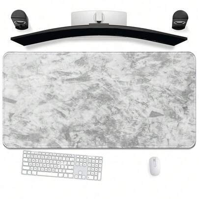 1pc Large Gaming Keyboard Mat, Mouse Pad, Laptop Keyboard Pad, Desk Protector - Minimalist Gray & White Pattern - Precision Stitched Edges, Rubber Non-Slip Bottom, Gaming Mouse Pad - XXL Cloth - Peak Tracking And Stability
