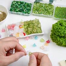 Green Glass Bead Plant Set, Eternal Plant Crystal Leaf Flower Beads, Succulent Stand Plant Jewelry Making, DIY Handicrafts, Graduation Friendship Gift - Multicolor - View 4