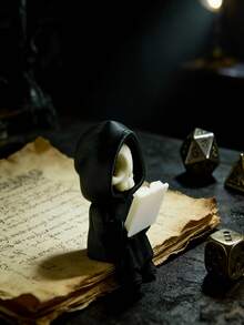 Figura del Segador Gótico de 6,8 cm, Segador Lindo Leyendo Decoración de Escritorio, Material PLA Negro y Blanco, Regalo Único Ideal para Amantes de los Libros en Halloween - Multicolor - Ver 5