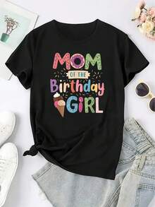 Women's Simple Casual Short Sleeve Sports T-Shirt With Round Neck And Creative Happy Birthday Graphic Print, Comfortable Top For Summer Vacation - 白色 - 查看 9