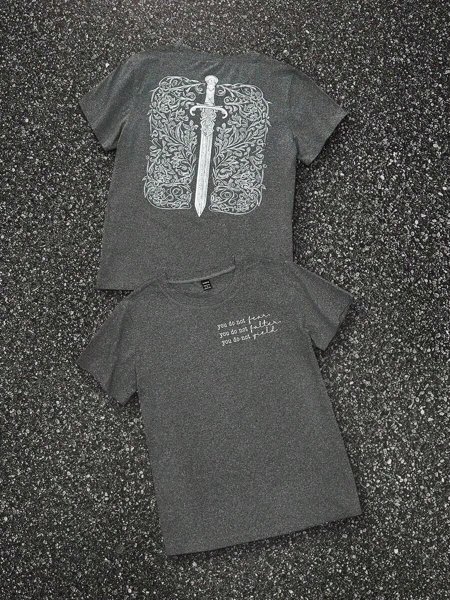 Camiseta sencilla y a la moda para mujer , adecuada para el verano. - Gris - Ver 1