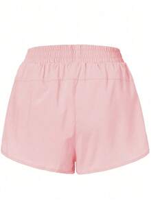 Eassivo Pantalones cortos deportivos con bolsillo con cremallera - Rosa - Ver 4