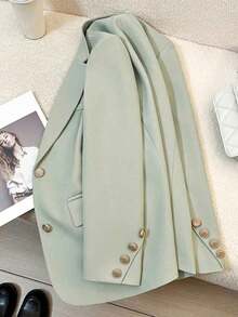 Blazer casual de unicolor para mujer, primavera - verde pálido - Ver 1
