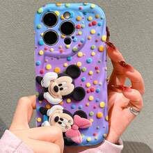 Disney Mickey & Minnie Mouse Phone Case.Mickey And Minnie In Soft Plush Texture On A Colorful Polka Dot Gradient Background Protective Cover. Compatible With IPhone 17, 16, 15, 14, 13, 12, 11 Pro Series, Featuring The Iconic Couple In A Playful Pose Surrounded By Vibrant Dots, Perfect For Disney Fans And Lovers Of Classic Characters, Ideal For Birthdays, Holidays, Anniversaries, Graduation Gifts, Or Any Special Occasion To Surprise Family, Friends, Classmates, And Loved Ones. - trắng - Xem 5