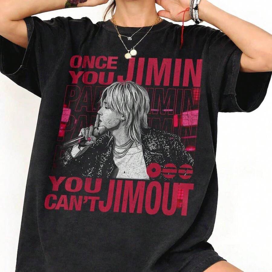 Jimin Shirt, Vintage Park Jimin T-Shirt, Comfortable Cotton Retro 90s Army Gift - 黑色 - 查看 1