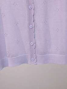 Cárdigan de punto ligero para mujer, de manga larga, informal y transpirable, para primavera/verano - Púrpura malva - Ver 4