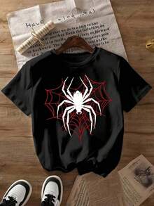 1 pieza de camiseta unisex de manga corta y cuello redondo, holgada, de 180 g, diseñada por artistas de Y2K en el estilo Bababask, hecha de 100% algodón puro.Son informales y versátiles, adecuados para ropa urbana, salidas diarias, campamentos, conciertos, eventos de hip-hop, rock y rap, y presentan diseños inspirados en celebridades.Ideal para festivales, otoño y uso durante todo el año. - Negro - Ver 7
