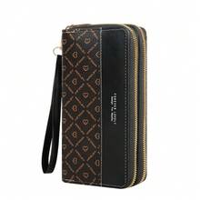 Billetera clásica, cartera de embrague de gran capacidad con cremallera, 8 ranuras para tarjetas y múltiples compartimentos, elegante correa de muñeca - Multicolor - Ver 14