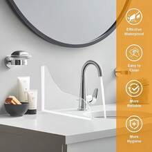 2pcs/4pcs Transparent Acrylic Bathtub Splash Guard, Curved Waterproof Design, Easy Installation With Self-Adhesive Strips, No Tools Required - Improve Bathroom Safety And Cleanliness - Multicolor - View 1